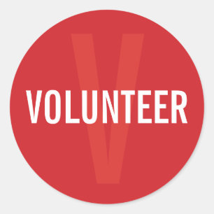 Red Volunteer Abzeichen Runder Aufkleber