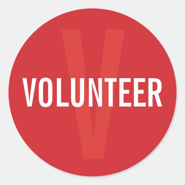Red Volunteer Abzeichen Runder Aufkleber (Vorderseite)