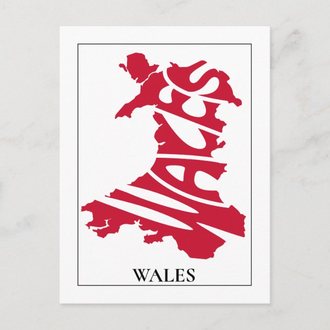 Red Wales Typografie Karte Personalisierte Postkar (Vorderseite)