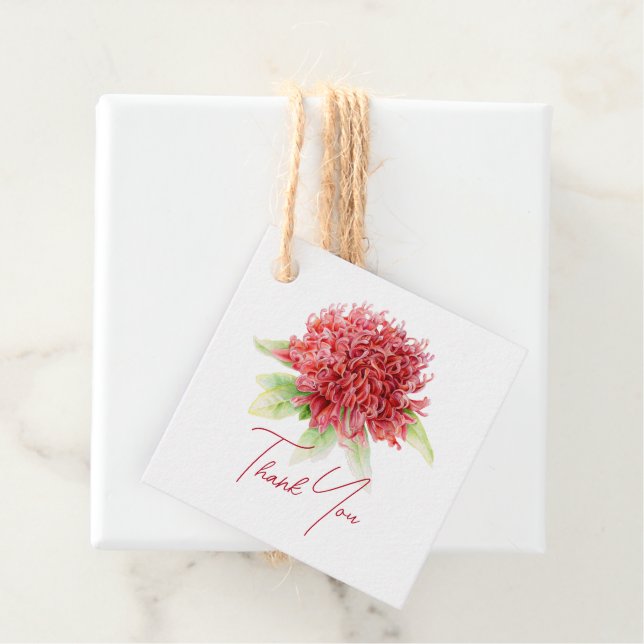 Red Waratah Blume Art danke Ihnen Hochzeit Geschenkanhänger (Beispiel)
