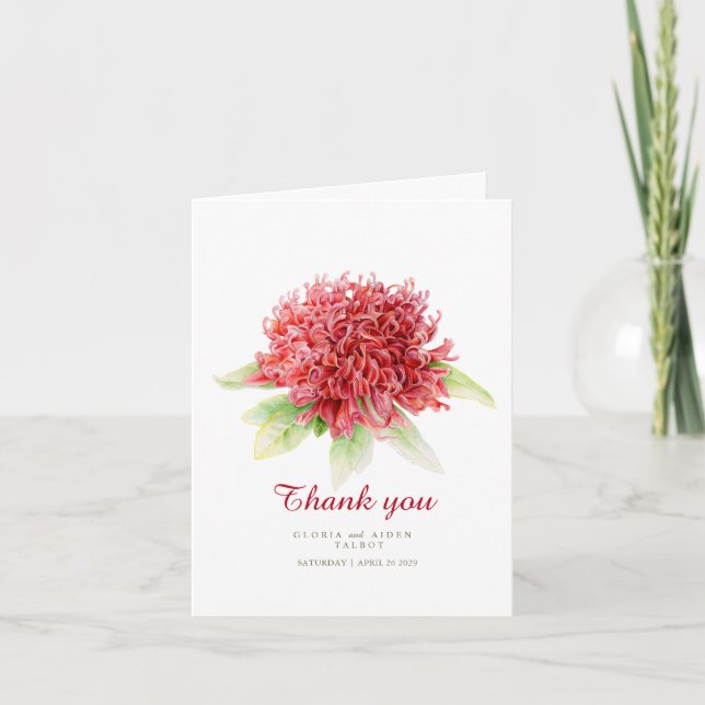 Red waratah fleuriste mariage merci (Devant)