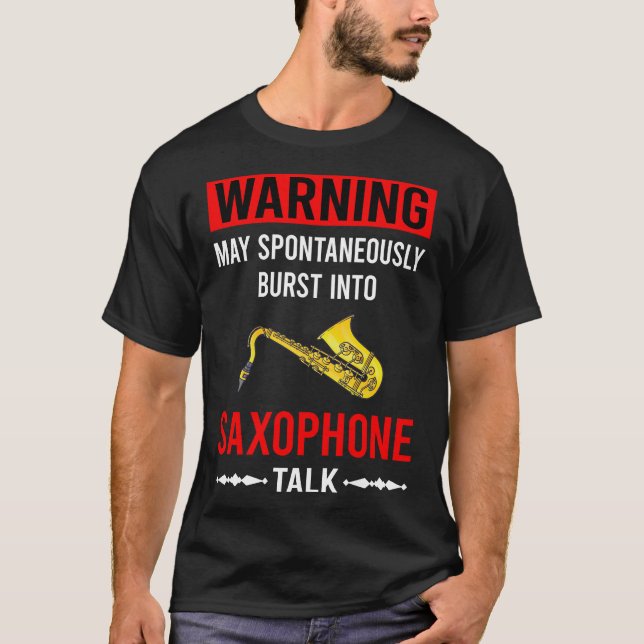 Red Warning Saxophon T-Shirt (Vorderseite)