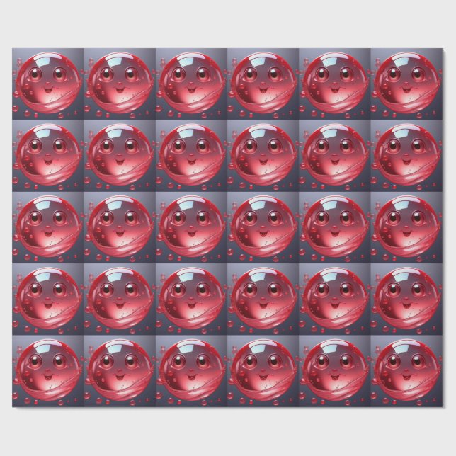 Red Water Bubble Emoji Geschenkpapier (Flach)