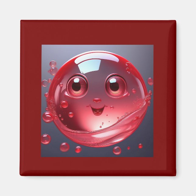 Red Water Bubble Emoji Magnet (Vorne)