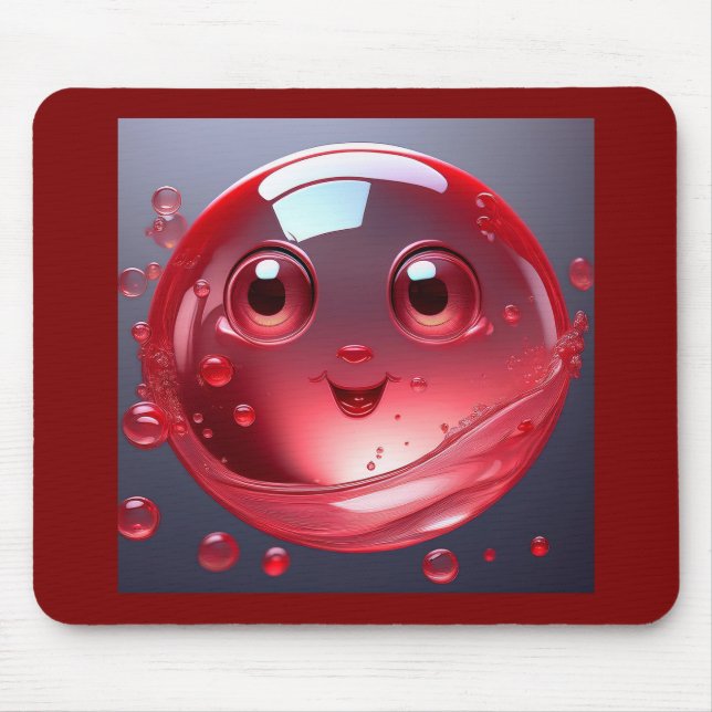 Red Water Bubble Emoji Mousepad (Vorne)