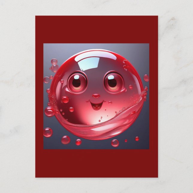 Red Water Bubble Emoji Postkarte (Vorderseite)