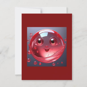 Red Water Bubble Emoji Postkarte