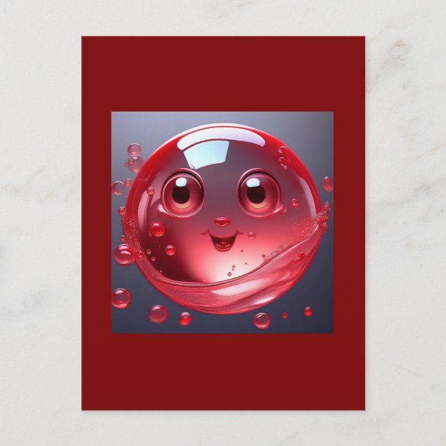 Red Water Bubble Emoji Postkarte (Vorderseite)