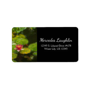 Red Water Lily Blossom Impressionistische Digitale Adressaufkleber