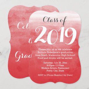 Red Watercolor 2019 Graduation Party Invitation