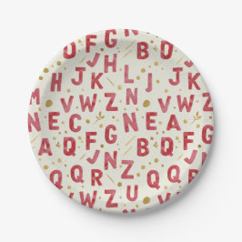 Red Watercolor Alphabet Pappteller