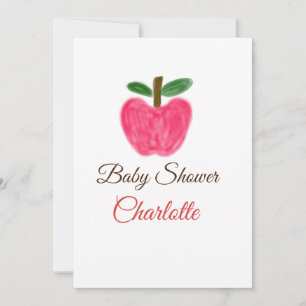Red Watercolor Apfel Babydusche tragen Namen Einladung