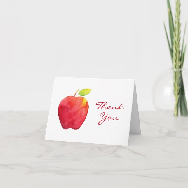 Red Watercolor Apple Dankeskarte (Vorderseite)