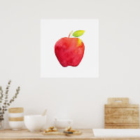 Red Watercolor Apple