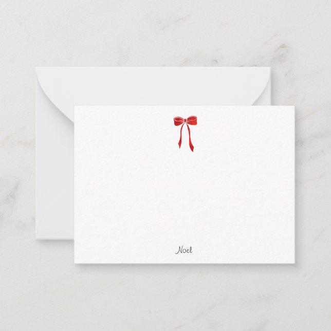 Red Watercolor Bow Mitteilungskarte (Vorderseite)