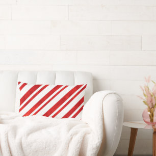 Red Watercolor Candy Cane Streifen Lendenkissen