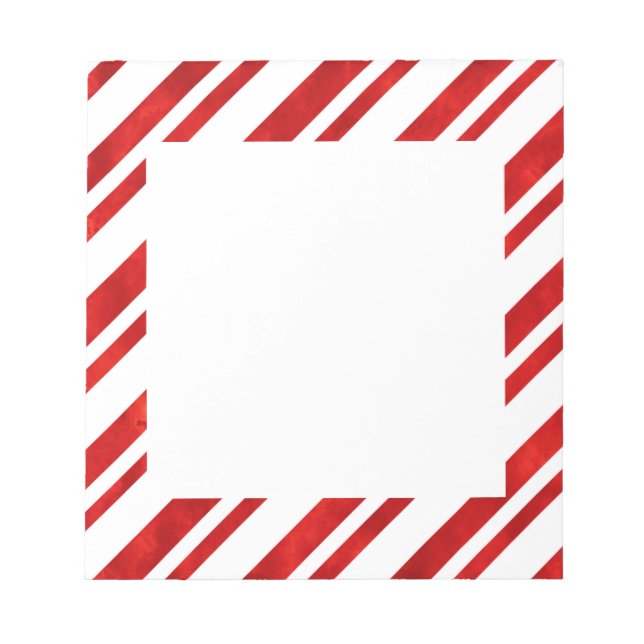 Red Watercolor Candy Cane Streifen Notizblock (Vorderseite)