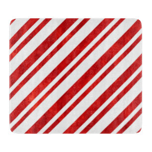 Red Watercolor Candy Cane Streifen Schneidebrett