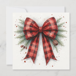 Red Watercolor Christmas Bow Karte