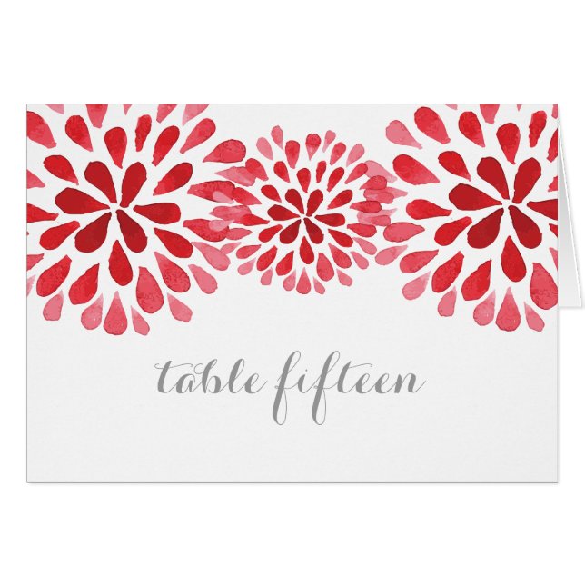Red Watercolor Chrysanthema Table Card (Vorderseite (Horizontal))