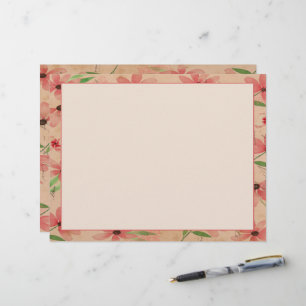 Red Watercolor Daisy Field Vintag Briefbogen