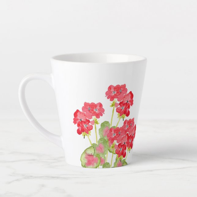 Red Watercolor Geranias 2 Milchtasse (Links)
