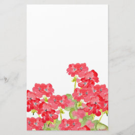 Red Watercolor Geranias Briefpapier