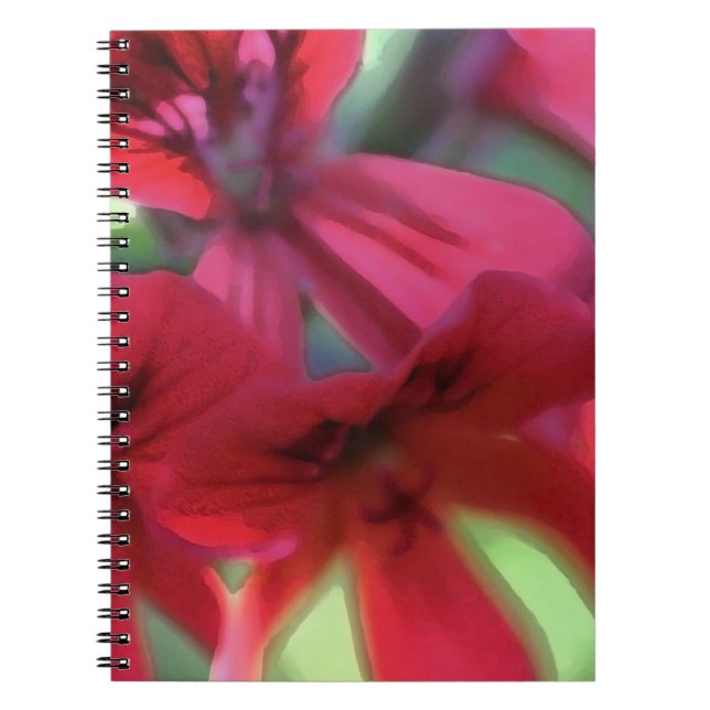 Red Watercolor Geranias Notizblock (Vorderseite)