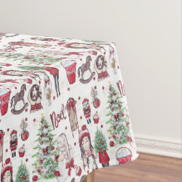 Red Watercolor Handgemalte Weihnachtselemente Tischdecke
