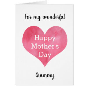 Red Watercolor Heart Happy Mother's Day Grammy