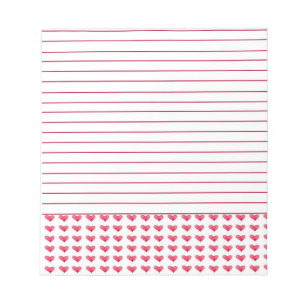 Red Watercolor Hearts Lined Notizblock