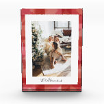 Red Watercolor Kariert Rustikale Weihnachten Fotoblock<br><div class="desc">Red Watercolor Kariert Rustikales Foto Weihnachtsblock</div>