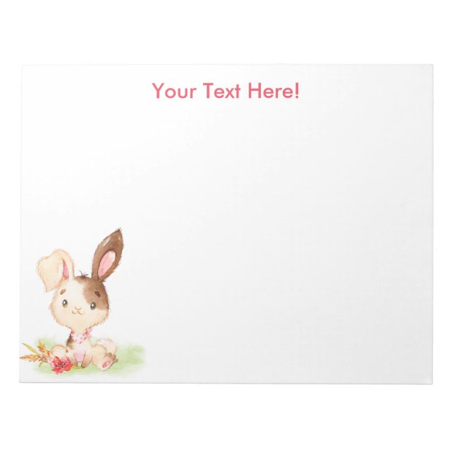 Red Watercolor Little Bunny Notizblock (Vorderseite)