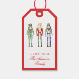 Red Watercolor Nutcracker Christmas Gift Tag Geschenkanhänger