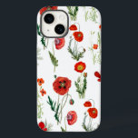 Red Watercolor Poppies Florals Case-Mate iPhone 14 Hülle<br><div class="desc">A beautiful red watercolor poppies pattern. A red floral design featuring watercolor poppy flowers and their greenery. An ideal design for anyone who adores wildflowers,  red florals,  watercolor poppy illustrations etc.</div>