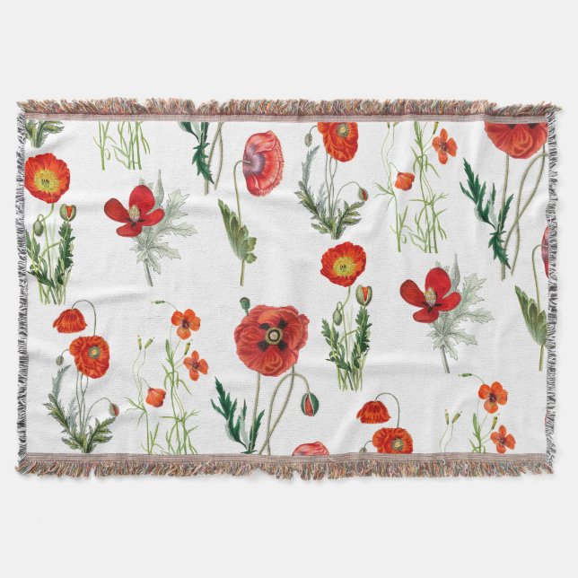 Red Watercolor Poppies Florals Decke (Vorderseite)
