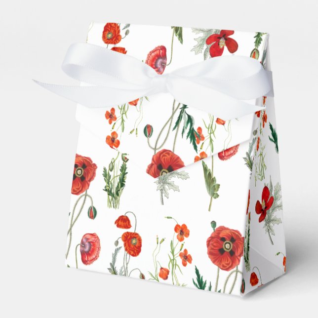 Red Watercolor Poppies Florals Geschenkschachtel (Vorderseite)