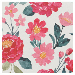 Red Watercolor-Rose Stoff