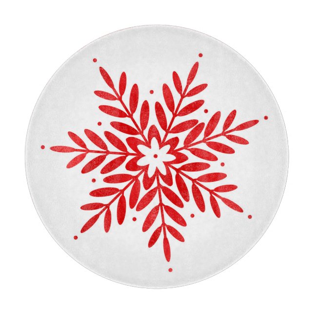 Red Watercolor Snowflake Schneidebrett (Vorderseite)