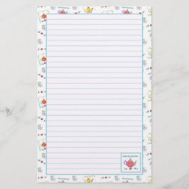 Red Watercolor Teapot Blue Linde Briefpapier