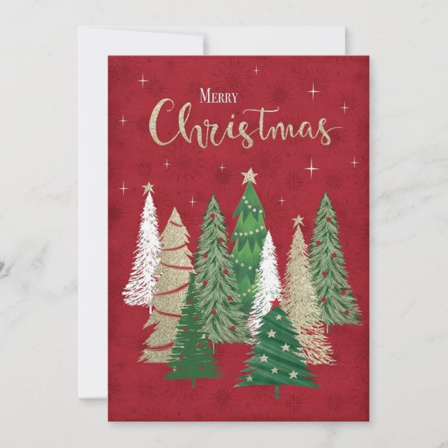 Red Watercolor Tree Weihnachten Party Einladung (Vorderseite)
