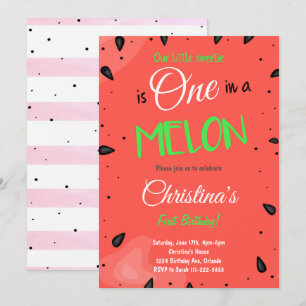 Red Watermelon 1er anniversaire Invitation