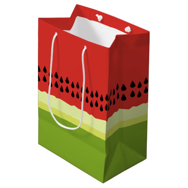 Red Watermelon Slice Geschenkbeutel Mittlere Geschenktüte (Vorderseite Schrägansicht)