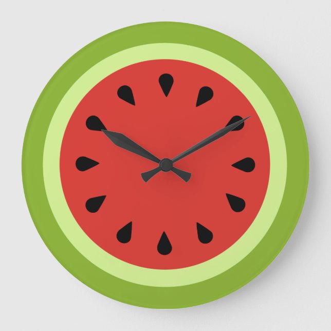 Red Watermelon Slice Wall Clock Große Wanduhr (Vorderseite)