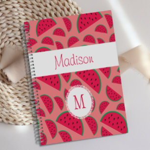 Red Watermelon Summer Fun Trendy Monogram Planer