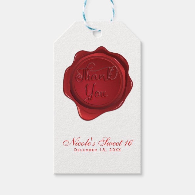 Red Wax Siegel Vielen Dank Elegantes formelles Par Geschenkanhänger (Vorderseite)