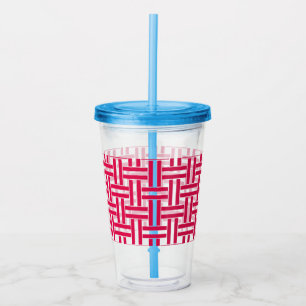 Red Weave Cold Drinks Tumbler mit Stroh Acryltrinkbecher