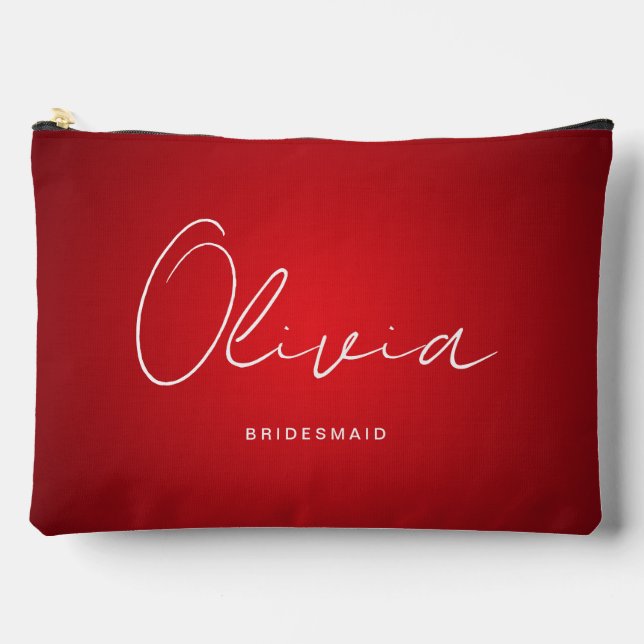 Red Wedding Bridesmaid Custom Accessory Pouch Zubehörtasche (Vorderseite)