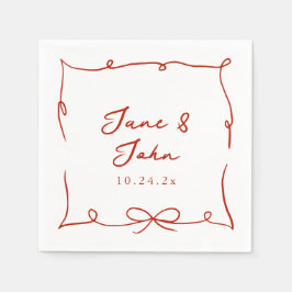 Red Wedding Cocktail Napkins mit Red Bow Detail Serviette