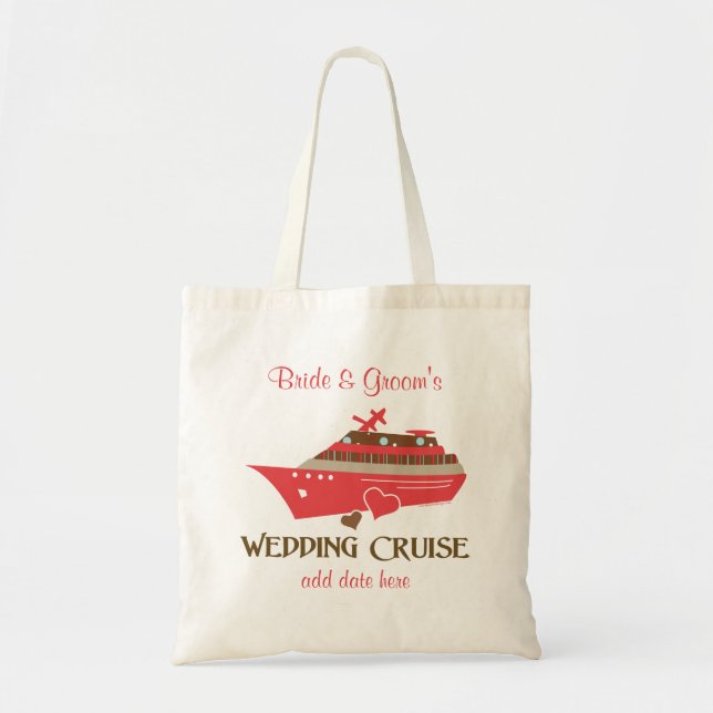 Red Wedding Cruise Tote Bag individuell anpassbar Tragetasche (Vorne)